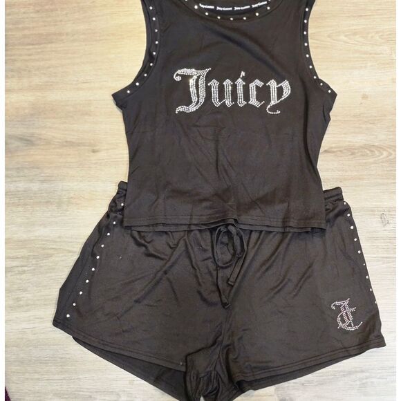 Juicy Couture Studded Rhinestone Logo Tank & Short PJ Set - Picture 7 of 7